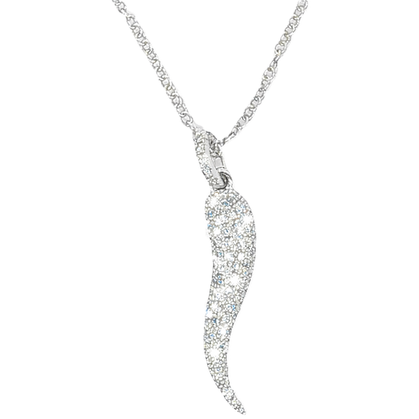 14K Yellow Gold Pave Italian Horn Charm Necklace With .26 Ct Twt. Diamonds Kevin's Fine Jewelry Totowa, NJ