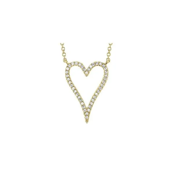 14K Yellow Gold Open Heart Necklace With .11 Ct Twt. Diamonds Kevin's Fine Jewelry Totowa, NJ