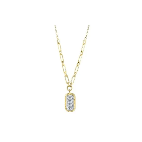 14K Yellow Gold Pave Dog Tag Necklace With .15 Ct Twt. Diamonds Kevin's Fine Jewelry Totowa, NJ