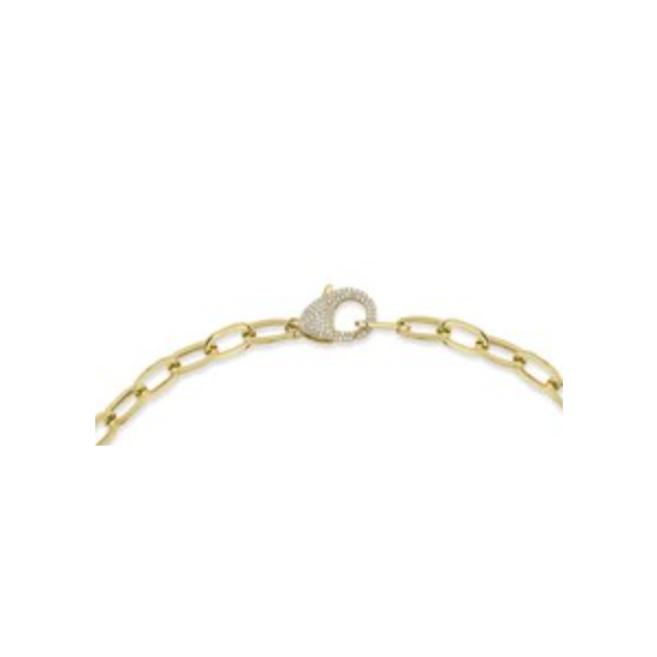 Shy Creation Gold Paperclip Necklace with Diamond Pave Clasp Image 2 Kevin's Fine Jewelry Totowa, NJ