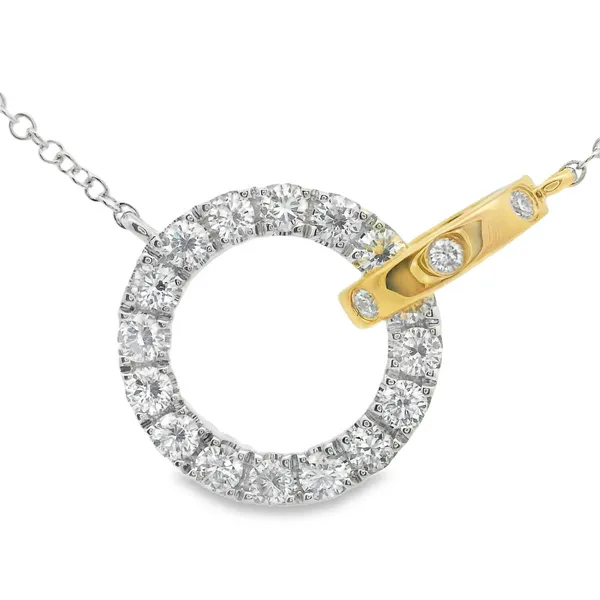 14K Yellow & White Gold Circle Necklace With .54 Ct Twt. Diamonds Kevin's Fine Jewelry Totowa, NJ