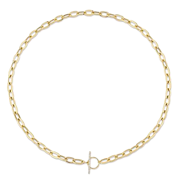 Shy Creation Gold paper Clip Necklace with Diamond Toggle Clasp Kevin's Fine Jewelry Totowa, NJ