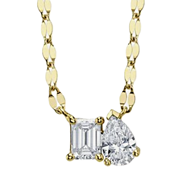 Shy Creation Emerald and Pear Diamond Pendant Necklace Kevin's Fine Jewelry Totowa, NJ