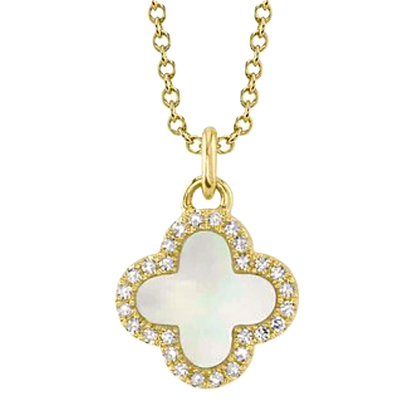 Shy Creation Mother of Pearl Clover Pendant with Diamonds Kevin's Fine Jewelry Totowa, NJ