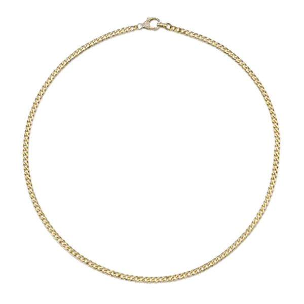 Shy Creation Gold Curb Chain with Pave Lock Kevin's Fine Jewelry Totowa, NJ