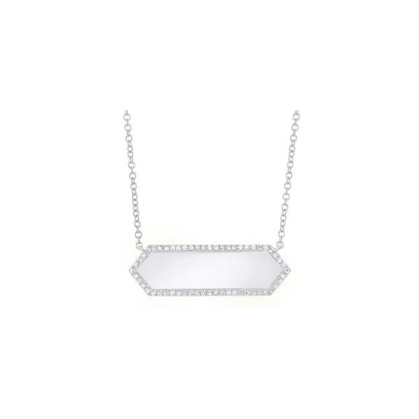 14K White Gold Bar Id Necklace With .12 Ct Twt Diamonds Kevin's Fine Jewelry Totowa, NJ
