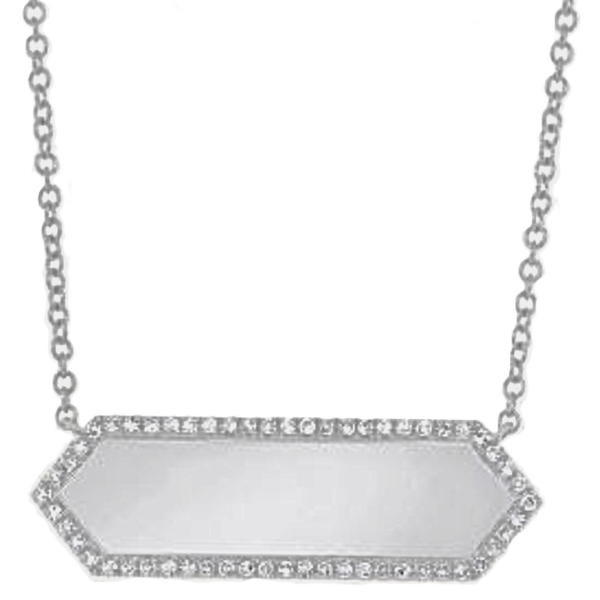14K White Gold Bar Id Necklace With .12 Ct Twt Diamonds Kevin's Fine Jewelry Totowa, NJ