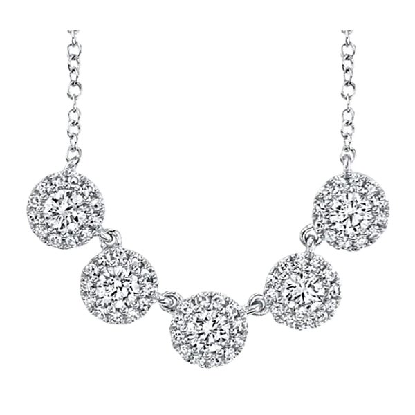 14K White Gold 5 Station Neclace With .53 Ct Twt. Diamonds Kevin's Fine Jewelry Totowa, NJ