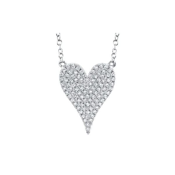 Shy Creation Pave Diamond White Gold Heart Necklace Kevin's Fine Jewelry Totowa, NJ