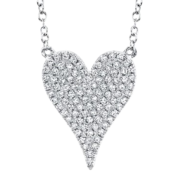 14K White Gold Heart Necklace With .43 Ct Twt Diamonds Kevin's Fine Jewelry Totowa, NJ