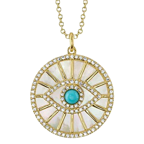 Shy Creation Mother of Pearl - Turquoise and Diamond Pendant Kevin's Fine Jewelry Totowa, NJ