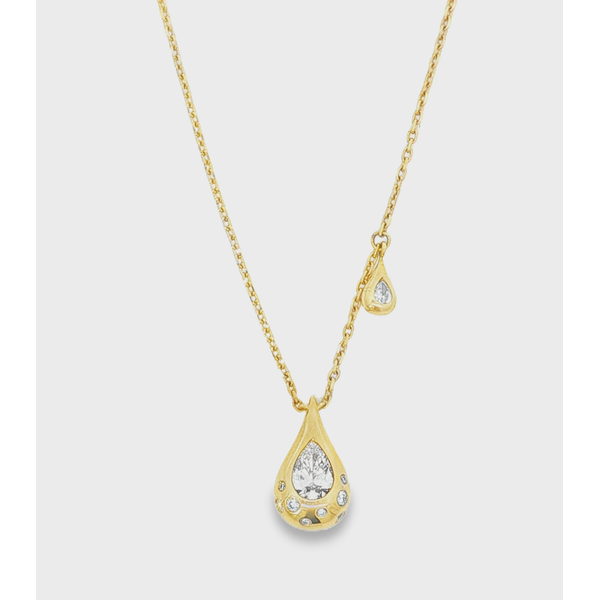 14 karat Yellow Gold Teardrop Shaped Necklace with 1.334 Ct. Twt. Lab Grown Diamonds Kevin's Fine Jewelry Totowa, NJ