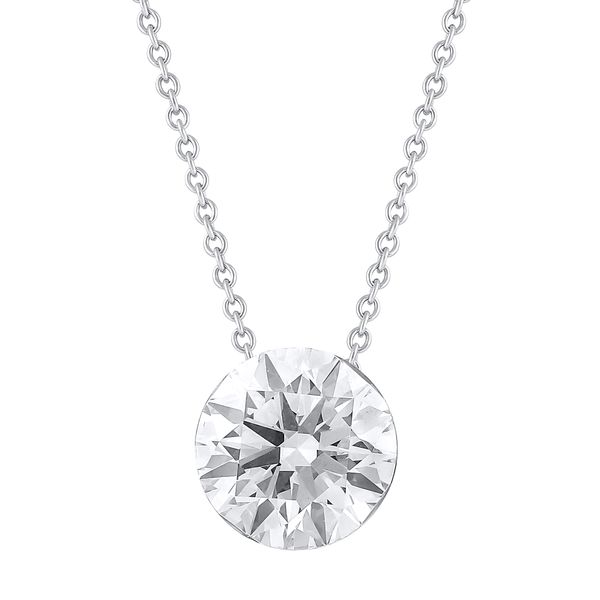 14K White Gold Bezel Set Solitaire Necklace With 2.08 Ct Twt. LAB GROWN DIAMONDS Kevin's Fine Jewelry Totowa, NJ