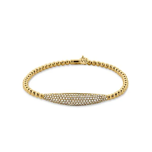 18K Yellow Gold Stretch Bracelet With 1.10 Ct Twt Diamonds Size 16 Kevin's Fine Jewelry Totowa, NJ