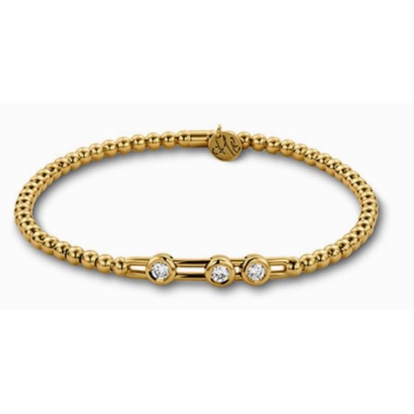 18K Yellow Gold Stretch Bracelet With .28Ct Twt Diamonds Size 14.5 Kevin's Fine Jewelry Totowa, NJ