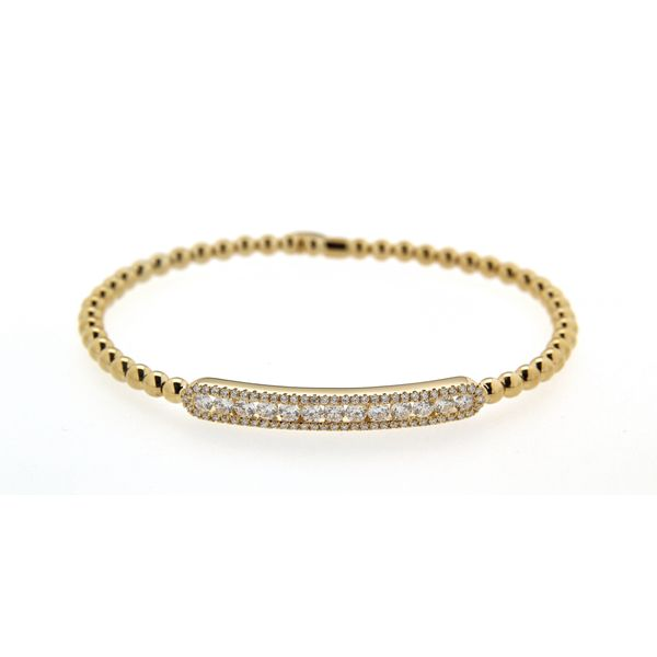 18K Yellow Gold Stretch Bracelet With 1.10 Ct Twt Diamonds Size 16 Kevin's Fine Jewelry Totowa, NJ