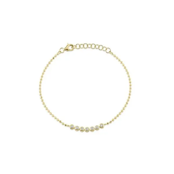 14K Yellow Gold D/C Faceted Bracelet With .15 Ct Twt. Diamonds Kevin's Fine Jewelry Totowa, NJ