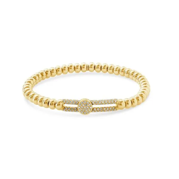 18K Yellow Gold Stretch Bracelet With .73 Ct Twt Diamonds Size 16 Kevin's Fine Jewelry Totowa, NJ