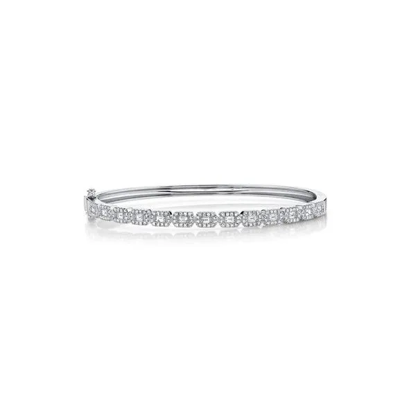 14K White Gold Bangle Brace With .86 Ct Twt. Baguette Diamonds Kevin's Fine Jewelry Totowa, NJ