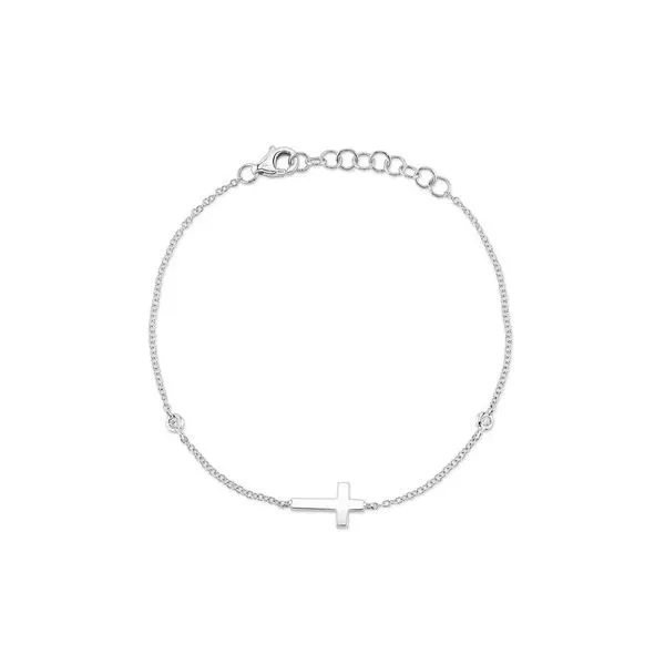 14K White Gold Cross Bracelet With .03 Ct Twt. Diamonds Kevin's Fine Jewelry Totowa, NJ