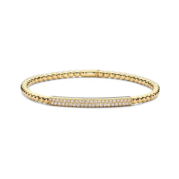 18K Yellow Gold Stretch Bracelet With .41 Ct Twt. Diamonds Size 16 Kevin's Fine Jewelry Totowa, NJ
