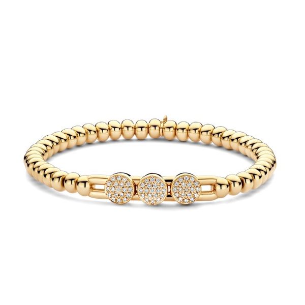 18K Yellow Gold Stretch Bracelet With .34 Ct Twt Diamonds Size 16.5 Kevin's Fine Jewelry Totowa, NJ