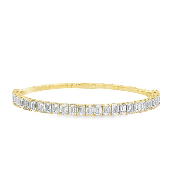 14K Yellow Gold Emeral Cut Flex Bangle With 7.345 Ct Twt. Lab Grown Diamonds Kevin's Fine Jewelry Totowa, NJ