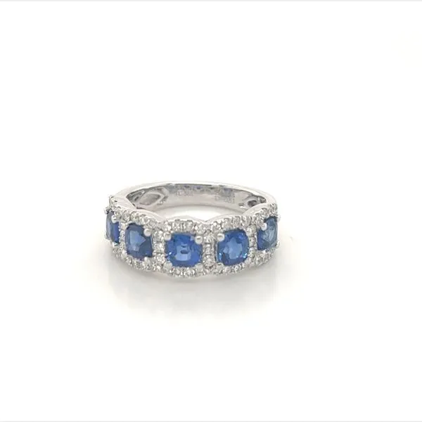 14K White Gold Sapphire Ring With .50 Ct Twt. Diamonds Kevin's Fine Jewelry Totowa, NJ