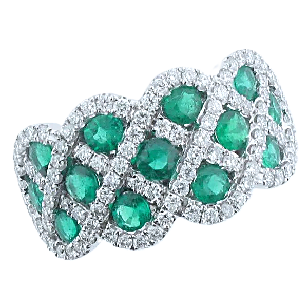 White Gold Diamond and Emerald Ring Kevin's Fine Jewelry Totowa, NJ
