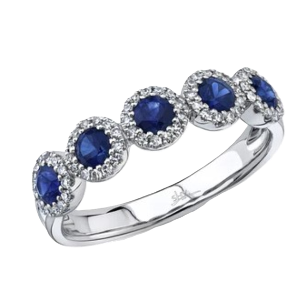 14K White Gold Sapphire Band With .20 Ct Twt. Diamonds Kevin's Fine Jewelry Totowa, NJ