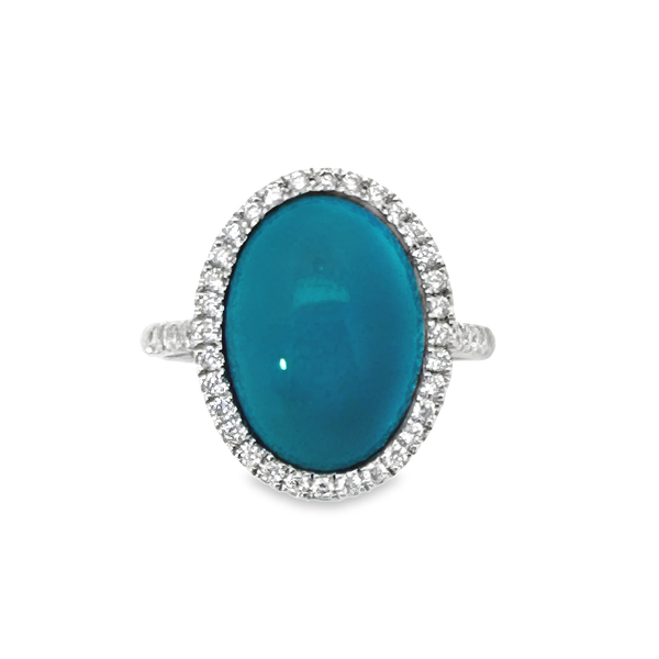 Effy 14K White Gold Turquoise Ring With .29 Ct Twt. Diamonds Kevin's Fine Jewelry Totowa, NJ