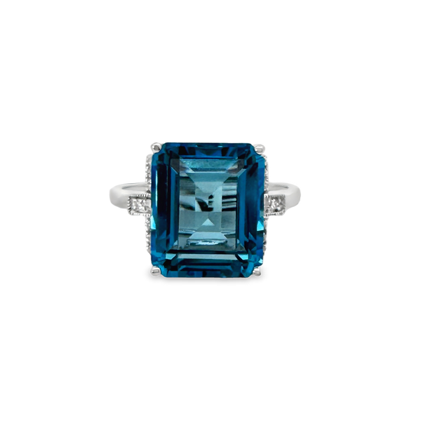 Effy 14K White Gold Blue Topaz Ring With .07 Ct Twt. Diamonds Kevin's Fine Jewelry Totowa, NJ
