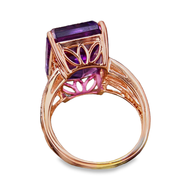 14K Rose Gold Pink Amethyst Ring With Diamonds Image 2 Kevin's Fine Jewelry Totowa, NJ