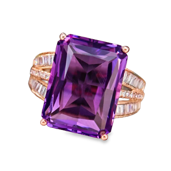 14K Rose Gold Pink Amethyst Ring With Diamonds Kevin's Fine Jewelry Totowa, NJ