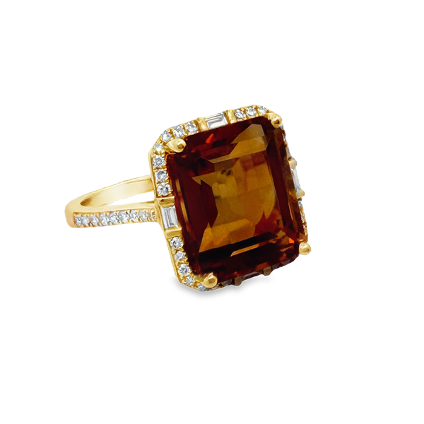 Effy14K Yellow Gold Madera Citrine Ring With .28 Ct Twt. Diamonds Image 2 Kevin's Fine Jewelry Totowa, NJ