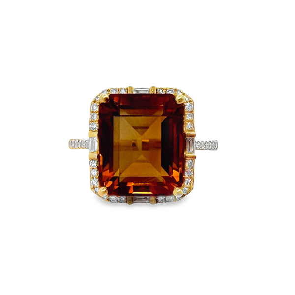 Effy14K Yellow Gold Madera Citrine Ring With .28 Ct Twt. Diamonds Kevin's Fine Jewelry Totowa, NJ