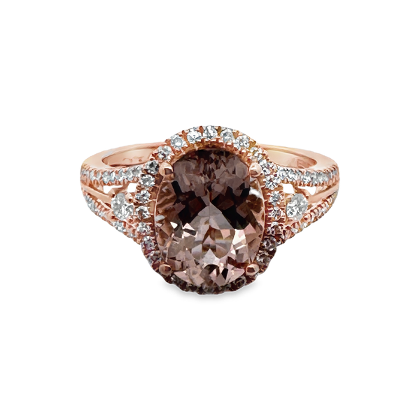 Effy 14K Rose Gold Morganite Ring With .36 Ct Twt. Diamonds Kevin's Fine Jewelry Totowa, NJ