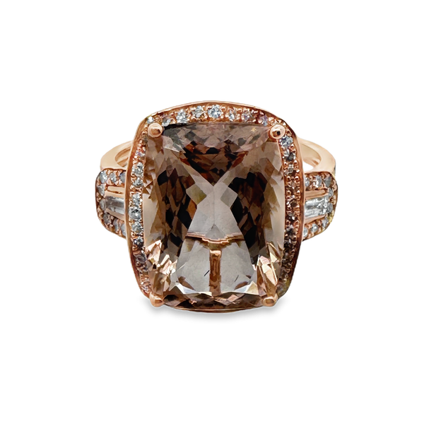 Effy 14K Rose Gold Morganite Ring With .39 Ct Twt. Diamonds Kevin's Fine Jewelry Totowa, NJ