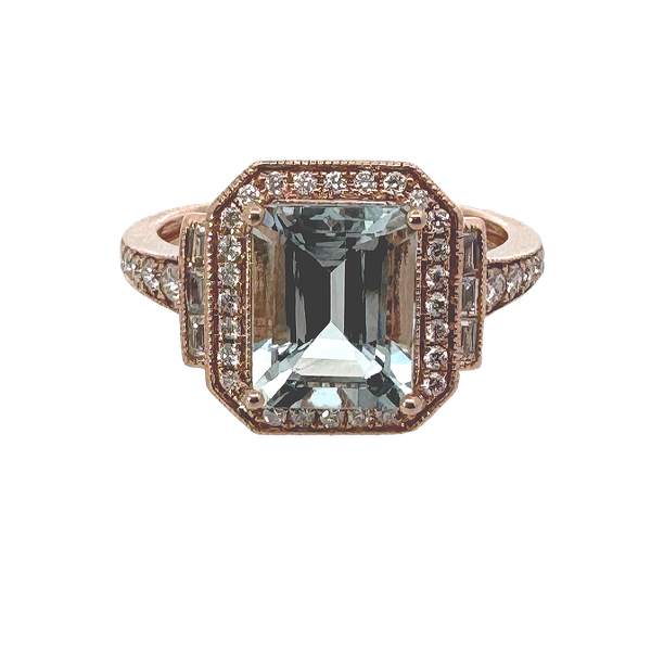 Effy 14K Rose Gold Aquamarine Ring With .36 Ct Twt. Diamonds Kevin's Fine Jewelry Totowa, NJ