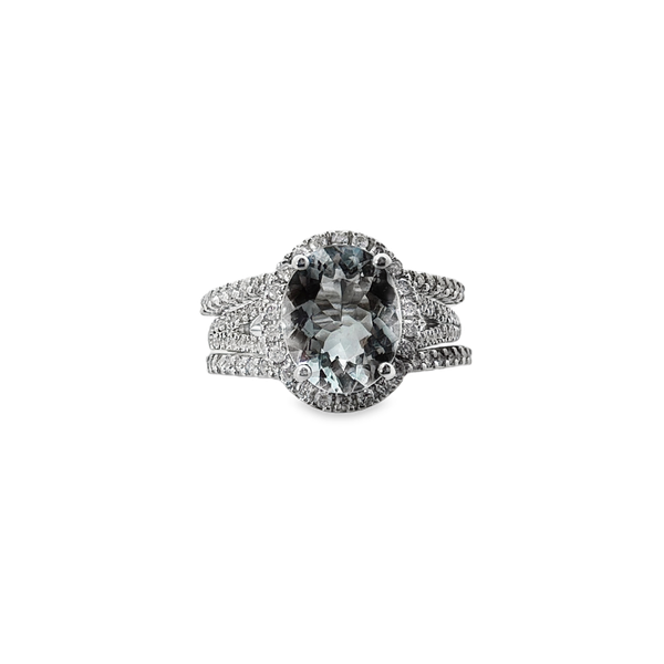 Effy 14K White Gold Aquamarine Set Of 3 Rings With .53 Ct Twt. Diamonds Image 2 Kevin's Fine Jewelry Totowa, NJ