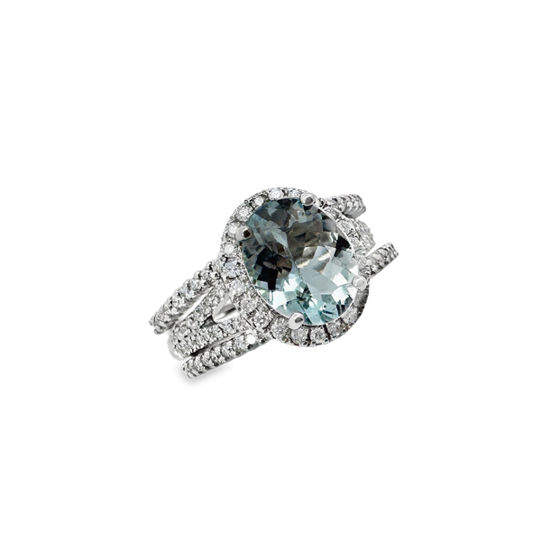 Effy 14K White Gold Aquamarine Set Of 3 Rings With .53 Ct Twt. Diamonds Kevin's Fine Jewelry Totowa, NJ