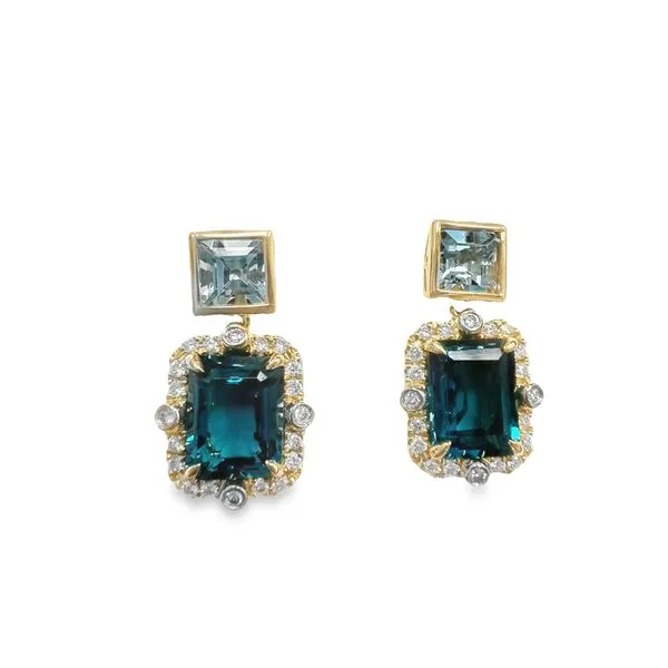 14K Yellow Gold London Blue Topaz & Aquamarine Earrings With .34 Ct Twt. Diamonds Kevin's Fine Jewelry Totowa, NJ