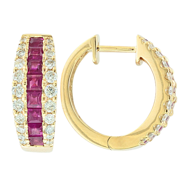 Effy 14 Karat Gold Earrings with Rubies and Diamonds Kevin's Fine Jewelry Totowa, NJ