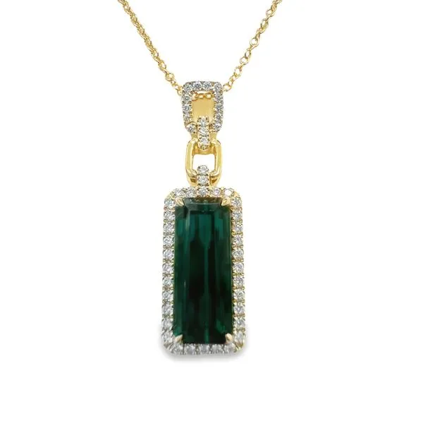 Yellow Gold Necklace With Diamonds & Green Tourmaline Kevin's Fine Jewelry Totowa, NJ
