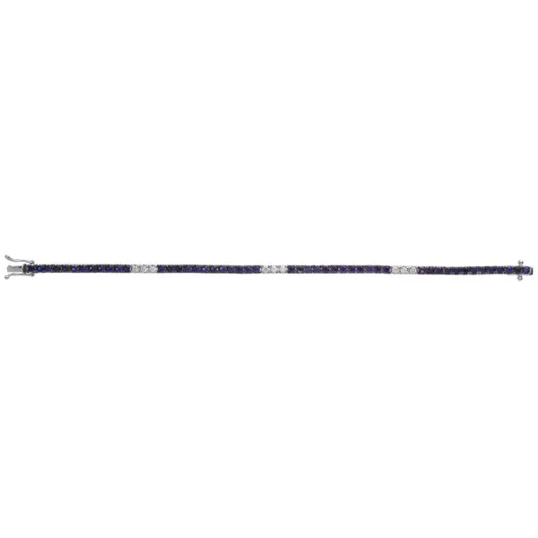 18K White Gold Sapphire Bracelet With .63 Ct Twt. Diamonds Kevin's Fine Jewelry Totowa, NJ