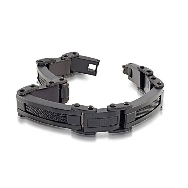 Stainless Steel Black Carbon Fibre Bracelet Kevin's Fine Jewelry Totowa, NJ