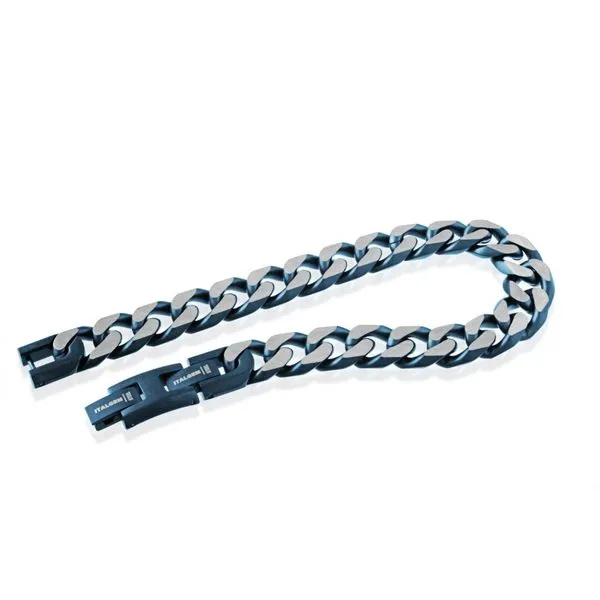 Stainless Steel Blue IP Polished Center Curb Link Bracelet Kevin's Fine Jewelry Totowa, NJ