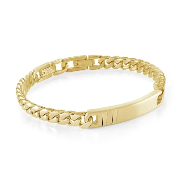 Stainless Steel Gold Ip ID Plate Curb Link Bracelet Kevin's Fine Jewelry Totowa, NJ