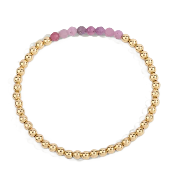 July Gold Filled Ruby Mini Bracelet Kevin's Fine Jewelry Totowa, NJ