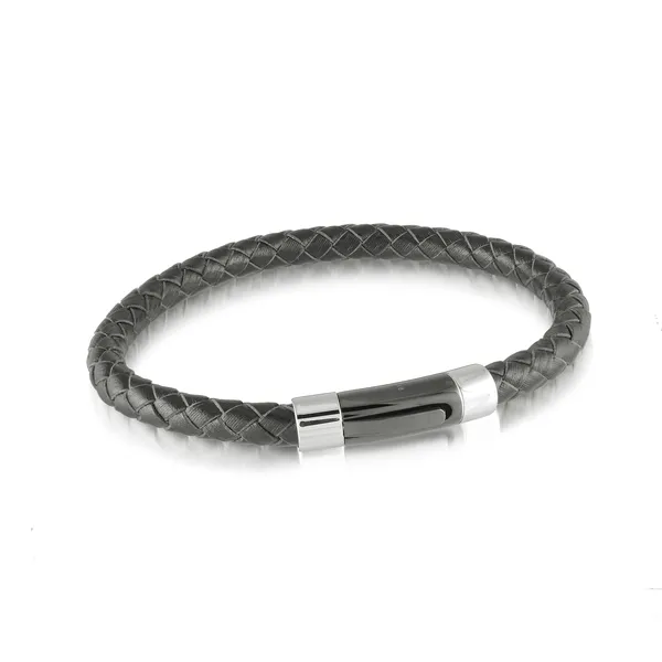 Stainless Steel Black IP Clasp, Black Leather Bracelet Kevin's Fine Jewelry Totowa, NJ